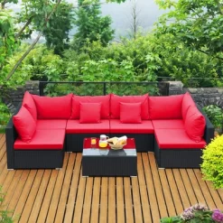 Costway 7PCS Patio Rattan Sofa Set Sectional Conversation Furniture Set Garden -Outdoor Furniture Store GUEST c36d9a84 bc02 4fad bf4b c52070ebc82d