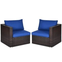 Costway 4PCS Patio Rattan Corner Sofa Sectional Furniture Set Navy Cushion -Outdoor Furniture Store GUEST c374fb0d 0d94 4804 abd1 5ea9cff08064 1