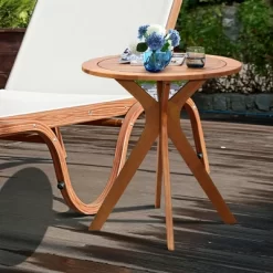 Costway 27'' Outdoor Round Table Solid Wood Coffee Side Bistro Table -Outdoor Furniture Store GUEST c3a47b72 ab88 4ffa a80c 1387fcd5767b