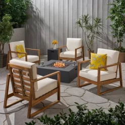Belgian 6pc Acacia Wood Fire Conversation Set - Christopher Knight Home -Outdoor Furniture Store GUEST c44227d6 c878 4129 a2e5 e4cc301e3b40