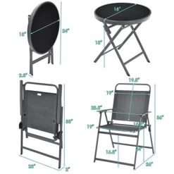 Costway 3PCS Outdoor Bistro Set Folding Table And Chairs Garden Deck Black -Outdoor Furniture Store GUEST c4458c3f 1aaf 4d78 b70e 1dd0be17437b