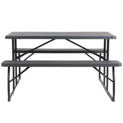 Gardenised Gray Outdoor Foldable Woodgrain Portable Picnic Table Set, 5 Feet Long -Outdoor Furniture Store GUEST c4737b28 9adb 43f8 824f 3298fd494f6b
