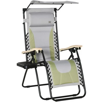 Outsunny Zero Gravity Folding Reclining Chair, Outdoor Steel Lounger Chair With Padded Fabric, Cup Holder, Shade Cover, And Headrest For Poolside, Events, And Camping 10 Outsunny Zero Gravity Folding Reclining Chair, Outdoor Steel Lounger Chair With Padded Fabric, Cup Holder, Shade Cover, And Headrest For Poolside, Events, And Camping - Image 8