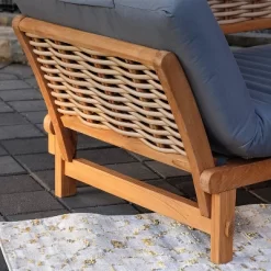 Cambridge Casual Auburn Teak & Wicker Outdoor Patio Daybed With Cushion Brown/Blue -Outdoor Furniture Store GUEST c53031c4 9097 40ac b63a 69d3a36ac360