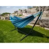 The Hamptons Collection 110” Blue Striped Brazilian Style Hammock With A Steel Hammock Stand