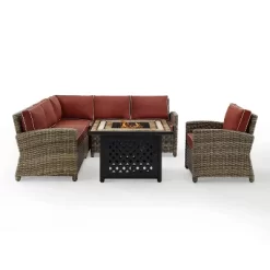 Bradenton 5pc Outdoor Wicker Seating With Fire Table - Crosley -Outdoor Furniture Store GUEST c746adf0 eebf 4825 bdb9 1787db4e5125