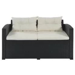 9pc Wicker Patio Sectional Seating Set With Cushions - Black/Beige - GODEER -Outdoor Furniture Store GUEST c752c3f5 90ea 4fd5 a1a4 518ebdfa4270