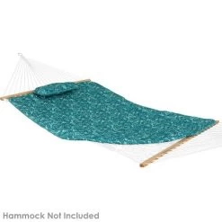 Sunnydaze Decor Sunnydaze Outdoor Weather-Resistant Polyester Quilted Hammock Cushion Pad And Hammock Pillow With Ties - Cool Blue Tropics -Outdoor Furniture Store GUEST c775a09f 6587 4956 9117 19dbf2d3643d