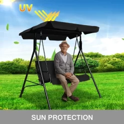 Costway Loveseat Patio Canopy Swing Glider Hammock Cushioned Steel Frame Outdoor Black -Outdoor Furniture Store GUEST c791d62a a654 4e98 a7e3 4e696e068db4