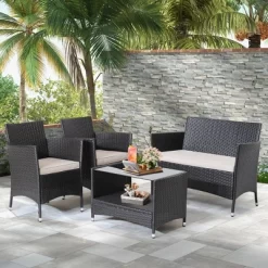 Costway 8PCS Patio Rattan Furniture Set Armrest Cushion Sofa Coffee Table With Shelf Garden -Outdoor Furniture Store GUEST c7a39cb6 1187 4d1c 8617 1ac80817410e