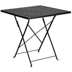 Emma And Oliver Commercial Grade 28" Square Black Folding Patio Table Set-2 Round Back Chairs -Outdoor Furniture Store GUEST c7c2dc26 4a38 4a2c 85af f639a21c7654