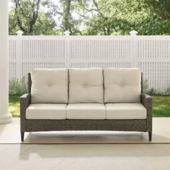Rockport Outdoor Wicker High Back Sofa - Oatmeal/Light Brown - Crosley -Outdoor Furniture Store GUEST c7eedbe2 f617 4cdb a30a 2c7e5796d539
