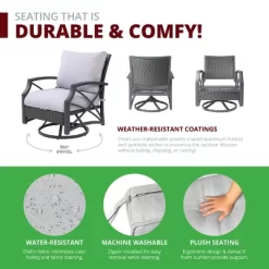 Kinger Home Ethan 5-Piece Rattan Wicker Propane Fire Pit Set With An Aluminum Frame -Outdoor Furniture Store GUEST c807b4bb 1c9c 470a 9310 766d5119ab27