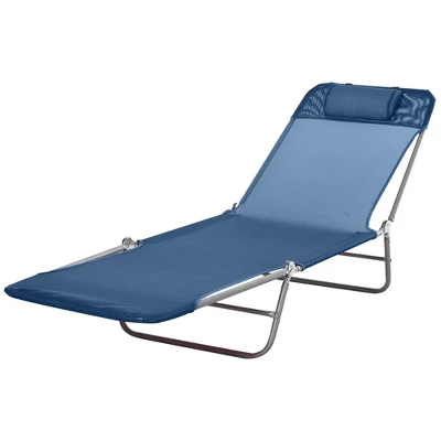 Outsunny Portable Sun Lounger, Lightweight Folding Chaise Lounge Chair W/ Adjustable Backrest & Pillow For Beach, Poolside And Patio 5 Outsunny Portable Sun Lounger, Lightweight Folding Chaise Lounge Chair W/ Adjustable Backrest & Pillow For Beach, Poolside And Patio - Image 3