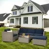 6pc Outdoor Rattan Wicker Set With Sectional, Chairs, Accent Table & Ottoman - Gray/Navy - GODEER 2 6pc Outdoor Rattan Wicker Set With Sectional, Chairs, Accent Table & Ottoman - Gray/Navy - GODEER -Outdoor Furniture Store GUEST c84eaa81 e194 4cfd a1eb 108e7943f579