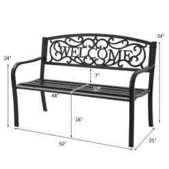 Costway Garden Bench Park Yard Outdoor Furniture Steel Frame Porch Path Loveseat Black 14 Costway Garden Bench Park Yard Outdoor Furniture Steel Frame Porch Path Loveseat Black -Outdoor Furniture Store GUEST c8bff1e6 1b38 4215 859f 698a4921f999