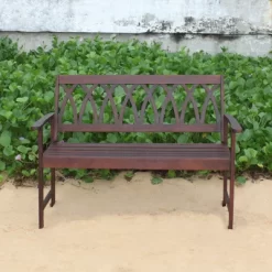 Criss Cross Acacia Wood Garden Bench - Natural Wood - Merry Products -Outdoor Furniture Store GUEST c9191596 9bfe 4915 bf95 4bb0d436c9fb
