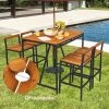 Costway 5PCS Patio Rattan Bar Table Stool Set Acacia Wood Top W/Umbrella Hole -Outdoor Furniture Store GUEST c92178d0 58fd 498d ad4c 4cba7a318dcc