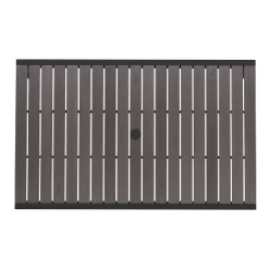 Flash Furniture Lark Outdoor Dining Table With Synthetic Gray Wash Teak Poly Slats - 30" X 48" Steel Framed Restaurant Table With Umbrella Holder Hole -Outdoor Furniture Store GUEST c9519d4b 5648 4c0b a902 2cdf8aade4c1