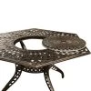 63" Contemporary Modern Mesh Lattice Aluminum Hexagon Patio Dining Table With Lazy Susan - Bronze - Oakland Living