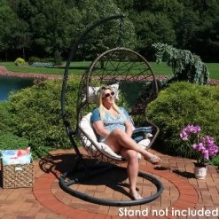 Sunnydaze Decor Sunnydaze Outdoor Resin Wicker Patio Danielle Hanging Basket Egg Chair Swing With Cushion And Headrest - 2pc -Outdoor Furniture Store GUEST c99d59a7 8327 43db b59d 6ad6120162f1