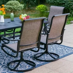 7pc Outdoor Dining Set With Swivel Sling Chairs & Large Metal Rectangle Table With Umbrella Hole - Gray - Captiva Designs 17 7pc Outdoor Dining Set With Swivel Sling Chairs & Large Metal Rectangle Table With Umbrella Hole - Gray - Captiva Designs -Outdoor Furniture Store GUEST c9b00dcf 7b31 4bb8 b100 ee4a0899ed87