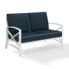 Kaplan Loveseat White/Navy - Crosley -Outdoor Furniture Store GUEST c9ba235e a5d3 4cc9 96e0 9e7b76011bce