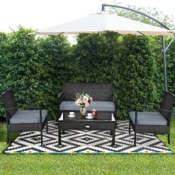 Costway 4PCS Patio Rattan Furniture Set Garden Deck 13 Costway 4PCS Patio Rattan Furniture Set Garden Deck -Outdoor Furniture Store GUEST ca305ee4 9686 4b69 8b23 c088ed793029