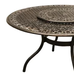59" Round Ornate Traditional Outdoor Mesh Lattice Aluminum Dining Table With Lazy Susan - Bronze - Oakland Living -Outdoor Furniture Store GUEST ca3f6837 8f90 4699 9213 aab866067fcc
