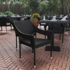 Flash Furniture Ethan Commercial Grade Stacking Patio Chair, All Weather PE Rattan Wicker Patio Dining Chair -Outdoor Furniture Store GUEST ca61621a 14b9 4bc8 ac26 c84a3cc9ce13
