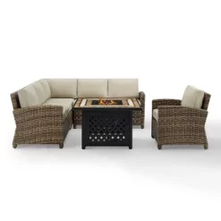 Bradenton 5pc Outdoor Wicker Seating With Fire Table - Crosley -Outdoor Furniture Store GUEST ca6647e8 9b33 4125 8d71 bf3bad2b4477