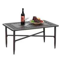 38.6"x23" Rectangular Outdoor Patio Cast Aluminum Coffee Table With Frosted Surface - Captiva Designs -Outdoor Furniture Store GUEST ca77c2bd f3c3 4473 b737 51817b6b7684