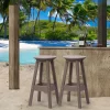 Aoodor Bar Stools Set Of 2, Backless Bar Chairs With Footrest, 29.5" Tall, For Living Room, Dining Room, Kitchen