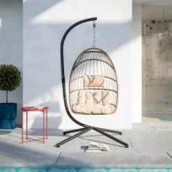 Merrick Lane Riley Foldable Woven Hanging Egg Chair With Removable Cushion And Stand For Indoor And Outdoor Use 23 Merrick Lane Riley Foldable Woven Hanging Egg Chair With Removable Cushion And Stand For Indoor And Outdoor Use -Outdoor Furniture Store GUEST cb4030f4 b0da 4e93 a555 80c273dbde37