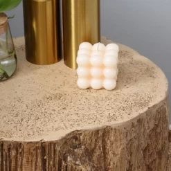 HOMCOM Tree Stump Stool, Decorative Side Table With Round Tabletop, Concrete End Table With Wood Grain Finish, For Indoors And Outdoors, Natural -Outdoor Furniture Store GUEST cb57c455 ea86 48e4 913e 2e2bc3e3a3cf