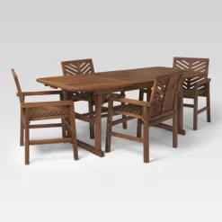 5pc Slatted Extendable Acacia Wood Patio Dining Set - Saracina Home -Outdoor Furniture Store GUEST cc50b929 1d11 42ba bbdf 3a0193ac6925