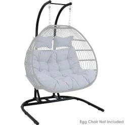Sunnydaze Decor Sunnydaze Indoor/Outdoor Deluxe Powder-Coated Steel U-Shaped Hanging Egg Chair Loveseat Stand - 76" - Black -Outdoor Furniture Store GUEST cdbd1bb6 e61f 4d26 9457 2aaf098c6721