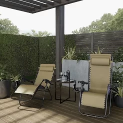 Lavish Home Zero Gravity Chairs Folding Recliners, Set Of 2, Beige -Outdoor Furniture Store GUEST cdd69882 33ee 42a0 b0aa 6fe3ec028c75