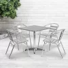 Emma And Oliver 27.5" Square Aluminum Table Set With 4 Slat Back Chairs -Outdoor Furniture Store GUEST ce2c2566 59be 4573 b193 899d888a8e75