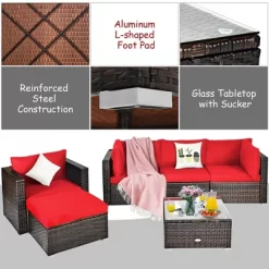 Costway 6PCS Patio Rattan Furniture Set Cushion Sofa Coffee Table -Outdoor Furniture Store GUEST ce8895b3 593d 4092 adf5 f0c6a6e8bab1