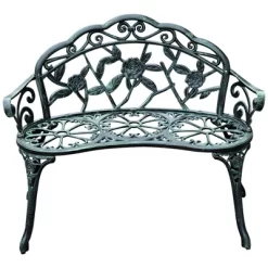 Outsunny Garden Bench Loveseat With Floral Rose Style, Cast Aluminum Frame For Outdoor, Patio, Park, Deck, Antique Green -Outdoor Furniture Store GUEST cea0802d cb39 4941 a33f 2d42dc7d7f7b