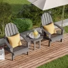 Outsunny 3 Piece Adirondack Chair Set Of 2, HDPE Folding Fire Pit Chairs And Patio Table, Outdoor Furniture With Slatted Seat, Dark Gray -Outdoor Furniture Store GUEST cebc7e03 aaba 4d21 99f7 0c3ca3d62ea0