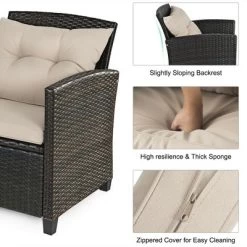 Costway 4PCS Outdoor Rattan Furniture Set Cushioned Sofa Armrest Chair Lower Shelf Brown -Outdoor Furniture Store GUEST cebf8476 5c35 48f0 a401 f746c3ffd10f