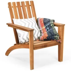 Costway Patio Acacia Wood Adirondack Chair Lounge Armchair Durable Outdoor Garden Yard -Outdoor Furniture Store GUEST cf155b80 2d33 4ed4 a162 fa2c43294080