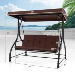 Costway 3-Seat Outdoor Converting Patio Swing Glider Adjustable Canopy Porch Swing Coffee/Black/Red 16 Costway 3-Seat Outdoor Converting Patio Swing Glider Adjustable Canopy Porch Swing Coffee/Black/Red -Outdoor Furniture Store GUEST cf7ff289 51fa 4169 9b52 73a9386472c5
