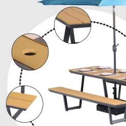 Aoodor Picnic Table Bench Set Outdoor Camping Dining Table Set With Metal Frame -Outdoor Furniture Store GUEST cf85137b 15b5 4c04 891a 1a75bd216bc8