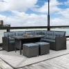 6pc Wicker Patio Conversation Set With Glass Table Ottomans & Cushions - Black/Dark Gray - GODEER -Outdoor Furniture Store GUEST cf9f5d98 3edb 4598 86b7 0bb00066e393