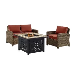3pc Bradenton Outdoor Steel Fire Pit Set Sangria/Weathered Brown - Crosley -Outdoor Furniture Store GUEST cfb27087 4d9b 4439 a1b9 d7de017b264d