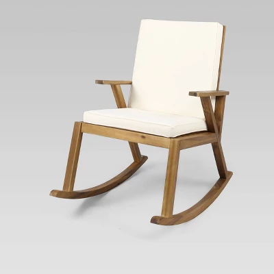 Champlain Acacia Wood Patio Rocking Chair - Christopher Knight Home 8 Champlain Acacia Wood Patio Rocking Chair - Christopher Knight Home - Image 6