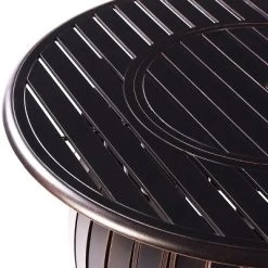 Oakland Living 5pc Deep Seating Swivel Aluminum Outdoor Patio Fire Pit Dining Set With Round Fire Table With Stripe Patterned Lid Copper -Outdoor Furniture Store GUEST d022a769 82fe 49c3 86fe 194a2fd545a7